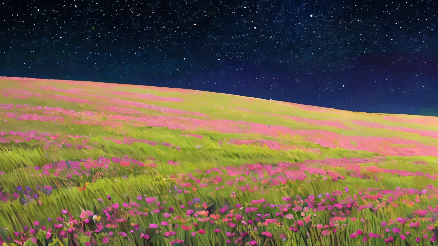 grassy field with night sky