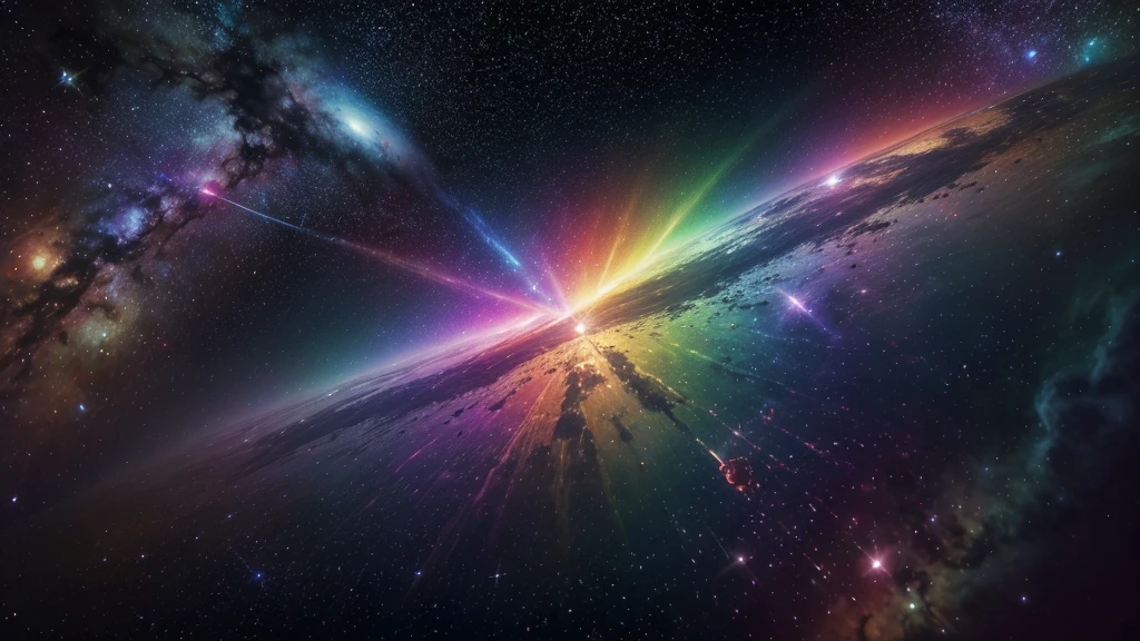 cosmic space, exuding enlightenment, bright vibrant colors, flowers everywhere, stars and space, rainbow vibrant colors, vulmetric lighting, 8k resolution, highly detailed
