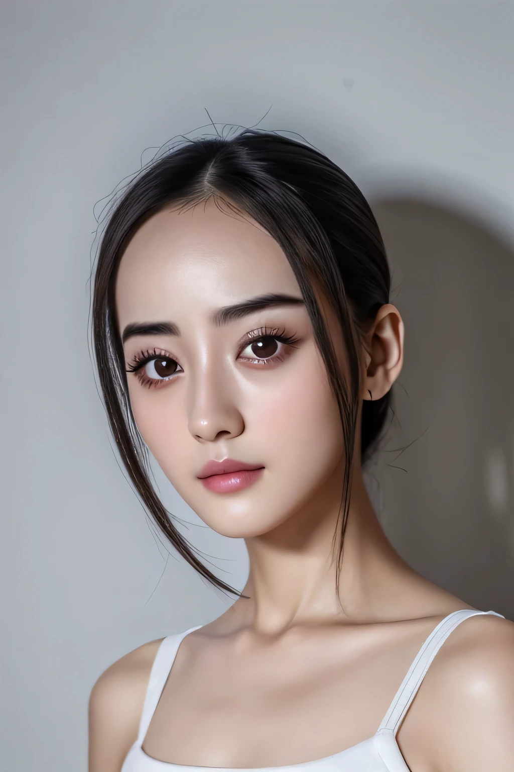 ultra realistic headshot neutral lighting no expression no hair no makeup Dilraba Dilmurat