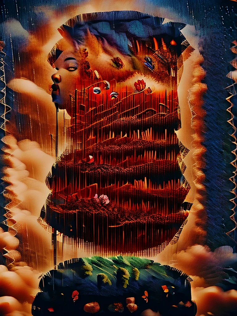 (Close-up of withered autumn leaves and heavy rain falling in the air over a lonely wasteland),rain rain rain,A desolate and beautiful epic picture