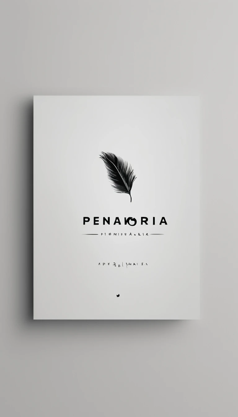 A minimal, modern, simple, cinematic logo design for the brand “Penamemoria". Create a modern, minimalistic, high-quality, logo of a boy-feather