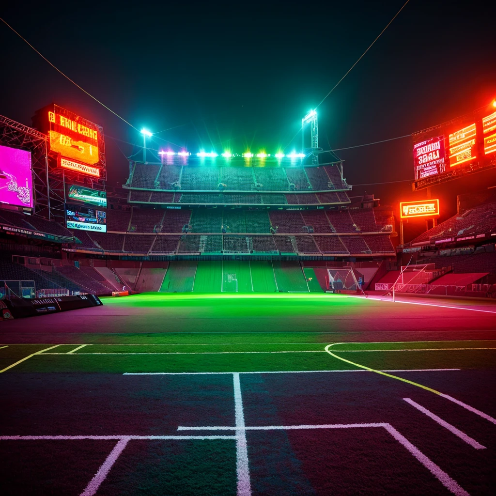 neon football stadium background ,colourful lighting