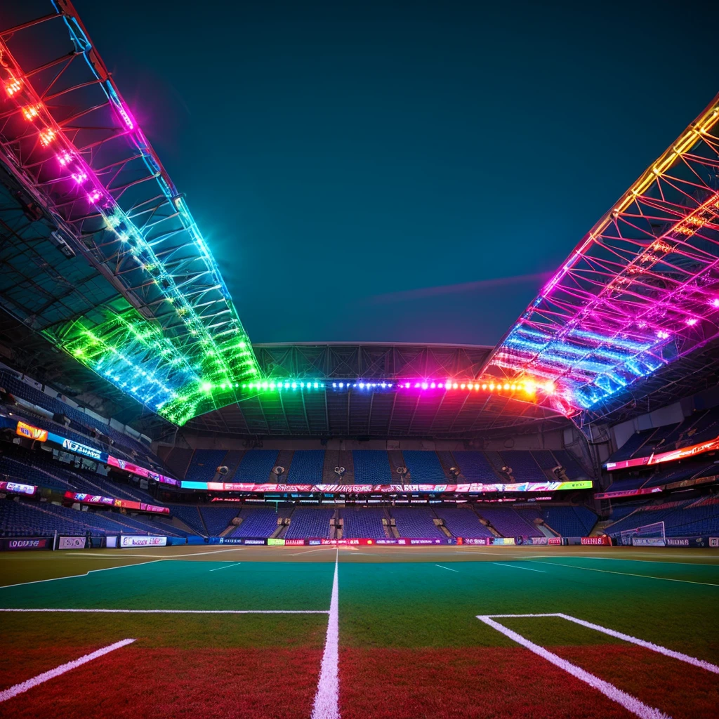 neon football stadium background ,colourful lighting