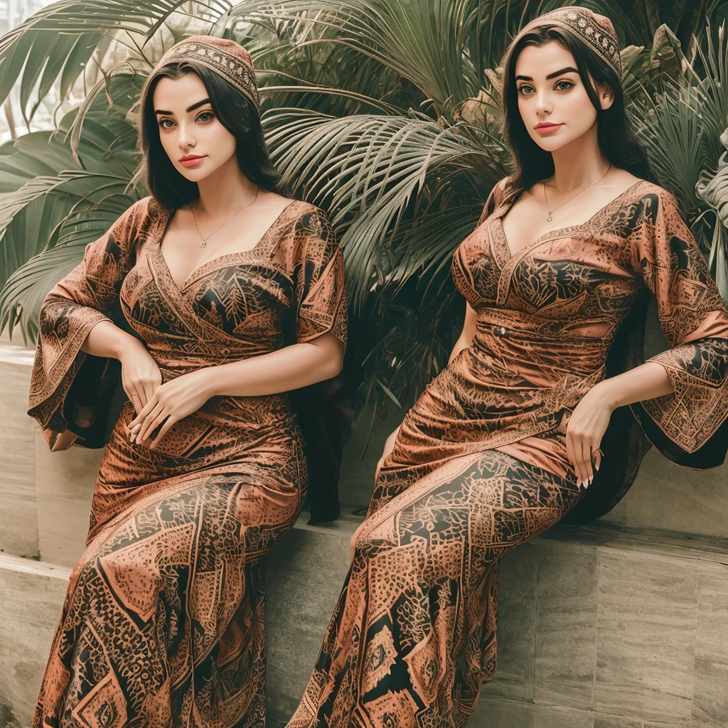 Mulher 30 anos, altamente detalhado, 16k em alta resolução, Imagem incrivelmente detalhada, cinematic, melhor qualidade, Obra de arte, realista, rosto detalhado, oculos, cabelo escuro, fundo detalhado, biquíni elegante com um toque de estilo vintage, sentada com as pernas cruzadas e as mãos apoiadas nos joelhos. O fundo apresenta cachoeiras.