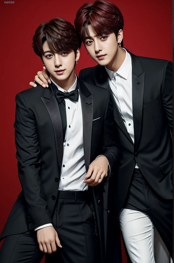 Cantante Jeon Jungkook de bts con Kim SeokJin de bts en una portada de vampiros