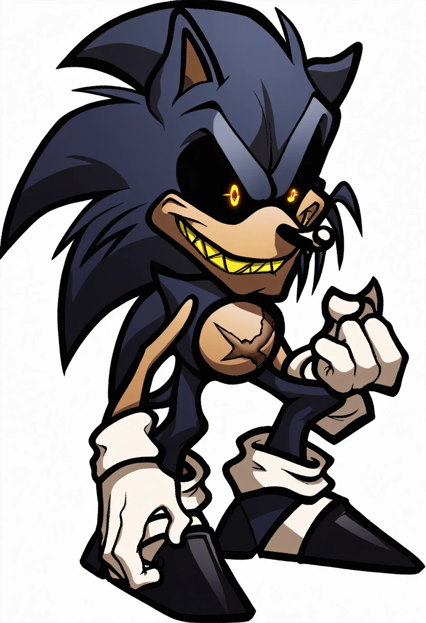 sonic the hedgehog by on devite, portrait of sonic the hedgehog, smug expression, sonic.exe, yellow teeth