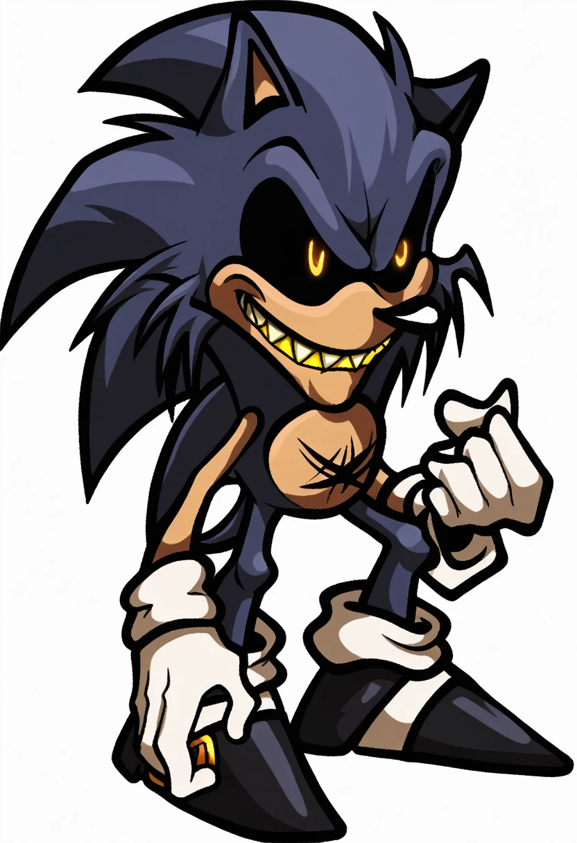 sonic the hedgehog by on devite, portrait of sonic the hedgehog, smug expression, sonic.exe, yellow teeth