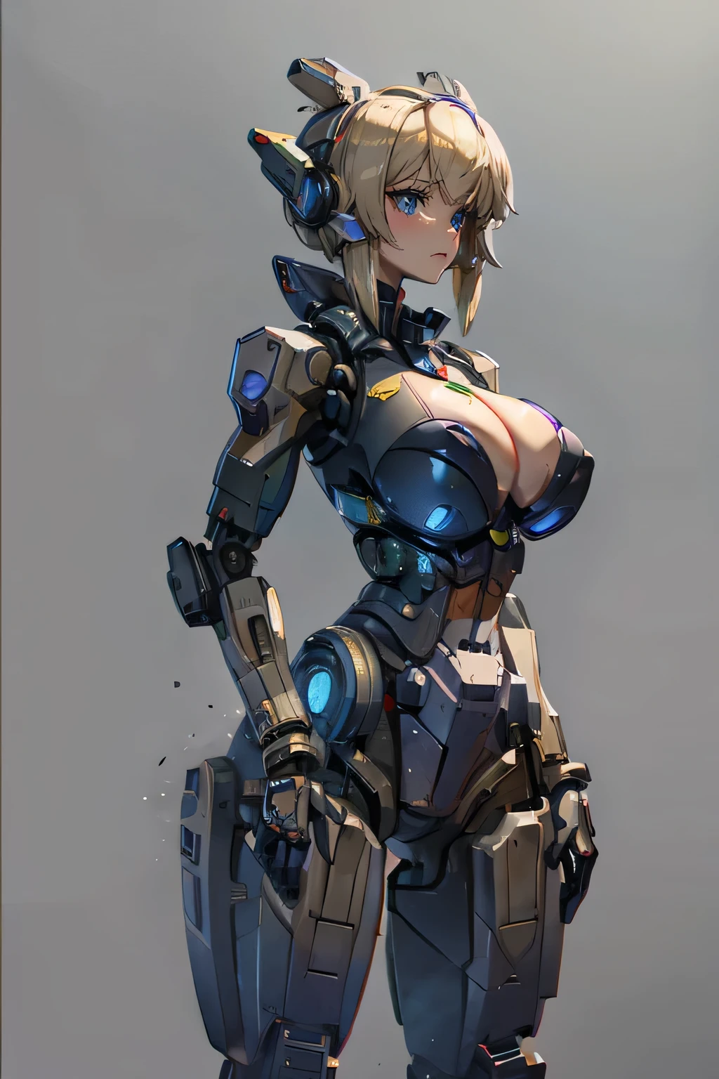 robot girl, humanoid robot, robot joint, huge breasts