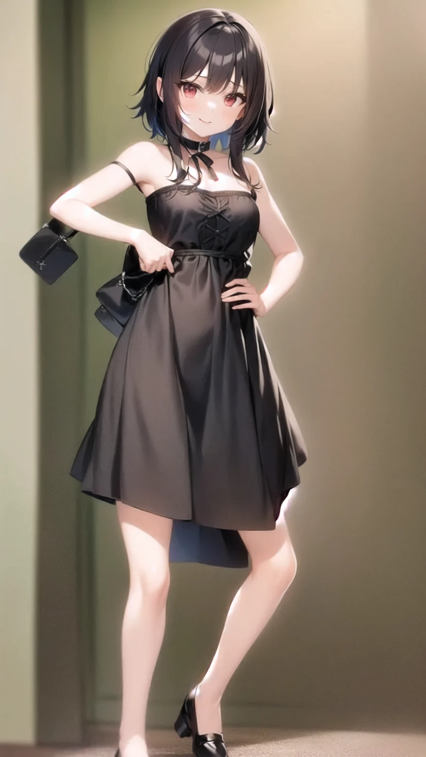 Anime Girls in a short dress posing for a picture, seductive Anime Girls, Cute anime waifu in a nice dress, , Anime Girls wearing a black dress, Smooth anime CG art, attractive Anime Girls, Anime Moe Art Style, cute Anime Girls, Cute girl anime visuals, , (Anime Girls), beautiful Anime Girls、low length、smile、Small breasts