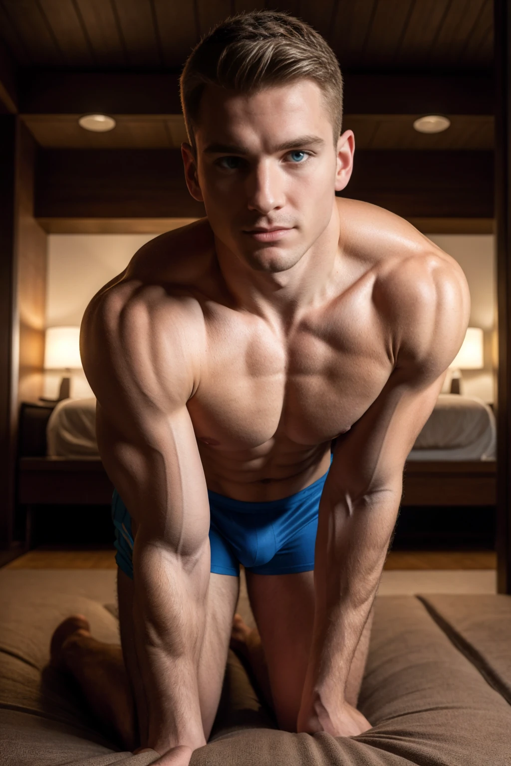 boy, (Blue Eyes), happy smile,American boy,18 years old,young, thick body, slender, sport body build, child-like,White age boy,Close-up photo,full body photo ,(8K, RAW photo, Highest quality),((face and upper body focus:1.3)), (masculine:1.4), (romantic lighting:1.3), (sexy pose:1.2),(muscular:1.5),(Golden Feather hair color:1.5 ),(Skin Wrinkles:1.5),(full body portrait:1.5),(skin glow:0.5), (smirk:0.7), Draw a full-fledged footballer,Standing on the steppe at night,Quiet and comfortable background,Handsome face,eyes with brightness,The man looks confident and determined,looking-down,Crew cut,full bodyesbian,Stars dot the sky,shooting from below,Big moon highlights background, bare ass, muscular ass, bending over, hands on the knee, embracing the breeze,Wear football pants,pale skin, skinny, good lighting, very pale skin, light skin, model with attractive body,medium bulge and medium butts,(Best quality, 8k, Masterpiece). High Detail , superior quality, natural lighting, beautiful, sexy, correct anatomy, good composition,realistic shapes, realistic skin tones,Natural eyes,realistic eyes,looking up at viewer,vpl,realistic muscles,Realistic wrinkles on the skin,Realistic arms and legs,Realistic face,realistic hair,Make a sexy and seductive face, Clear Focus: 1.2, Perfect Body virile: 1.4 , Slender Abs: 1.2, Highly detailed face and skin texture, detailed eyes, double eyelids, big upper lip, man focus,amazing composition, front view, HDR, volumetric lighting, ultra quality, elegant,Post a erotic photoshoot,Realistic pose,detailed hair,full body,Fujifilm XT3 photorealistic art by midjourney