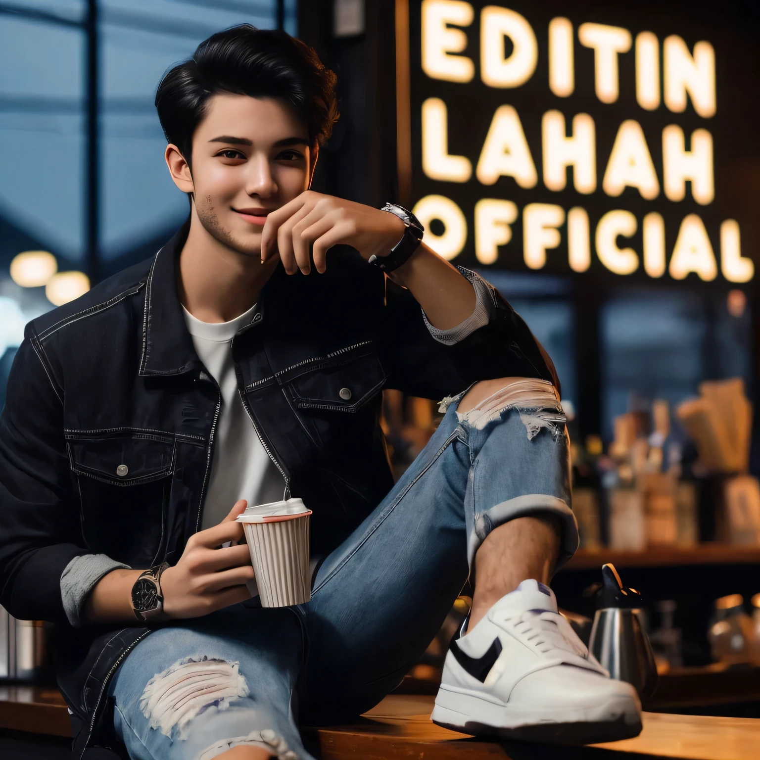 A boy in bar