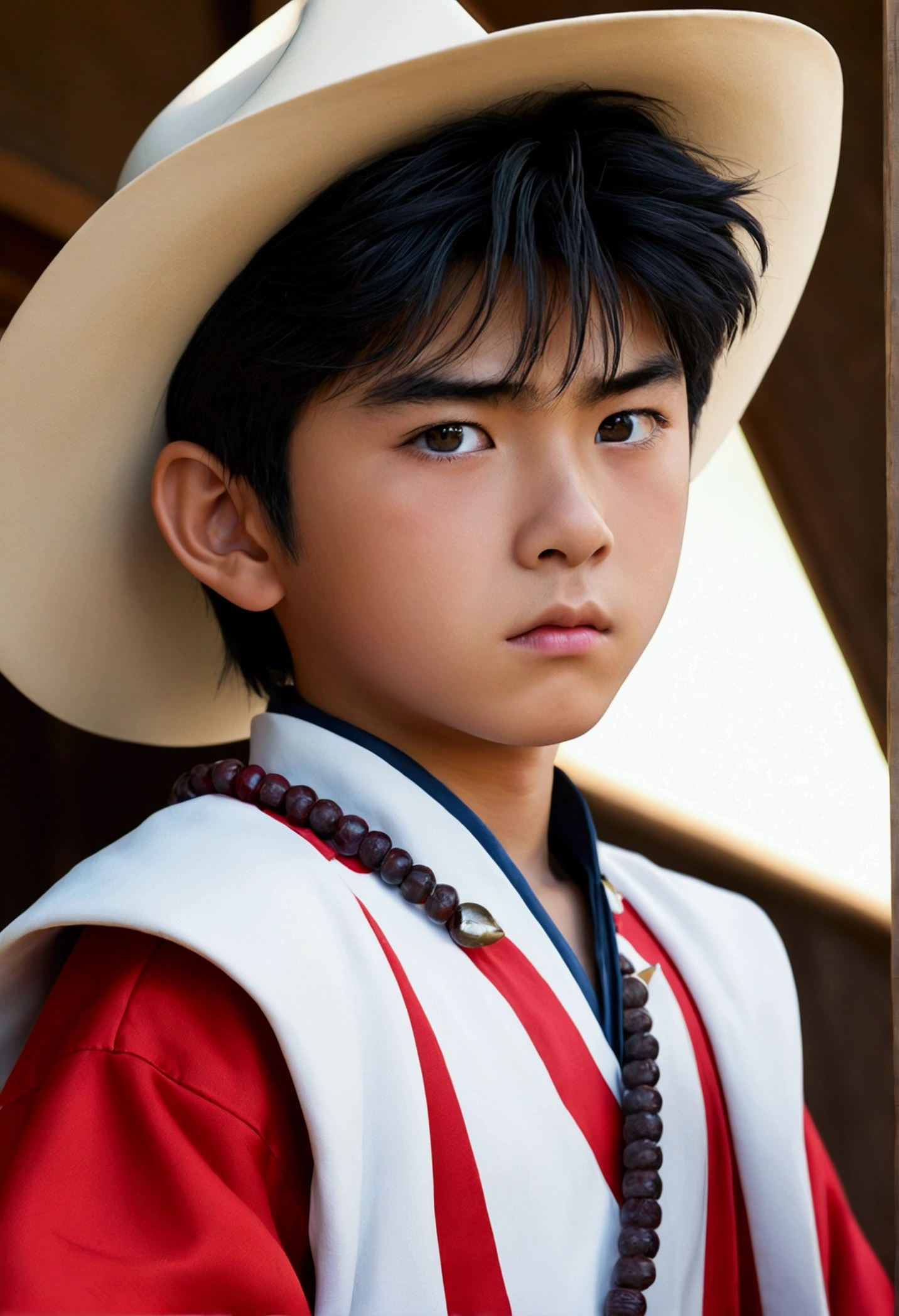 (work of art), {best qualityer},high détail,(ray tracing), (realisitic:1.0), photorealisitic,((ung boy)), inuyasha,Beautiful Korean Idol, giorno, , cowboy_outlet, (eyes large)