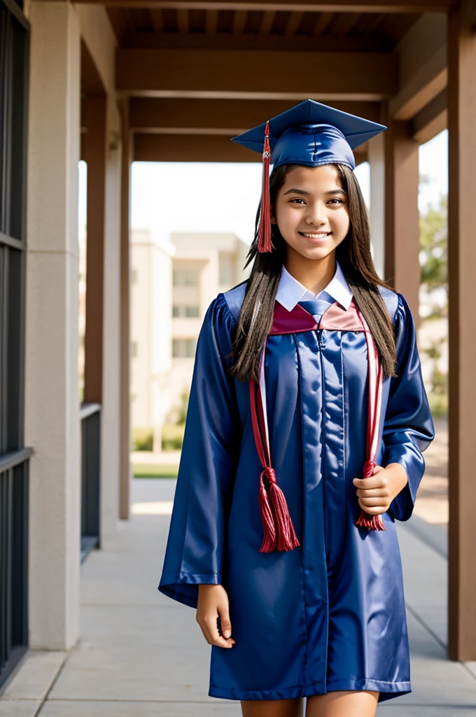 High school student with graduation gown