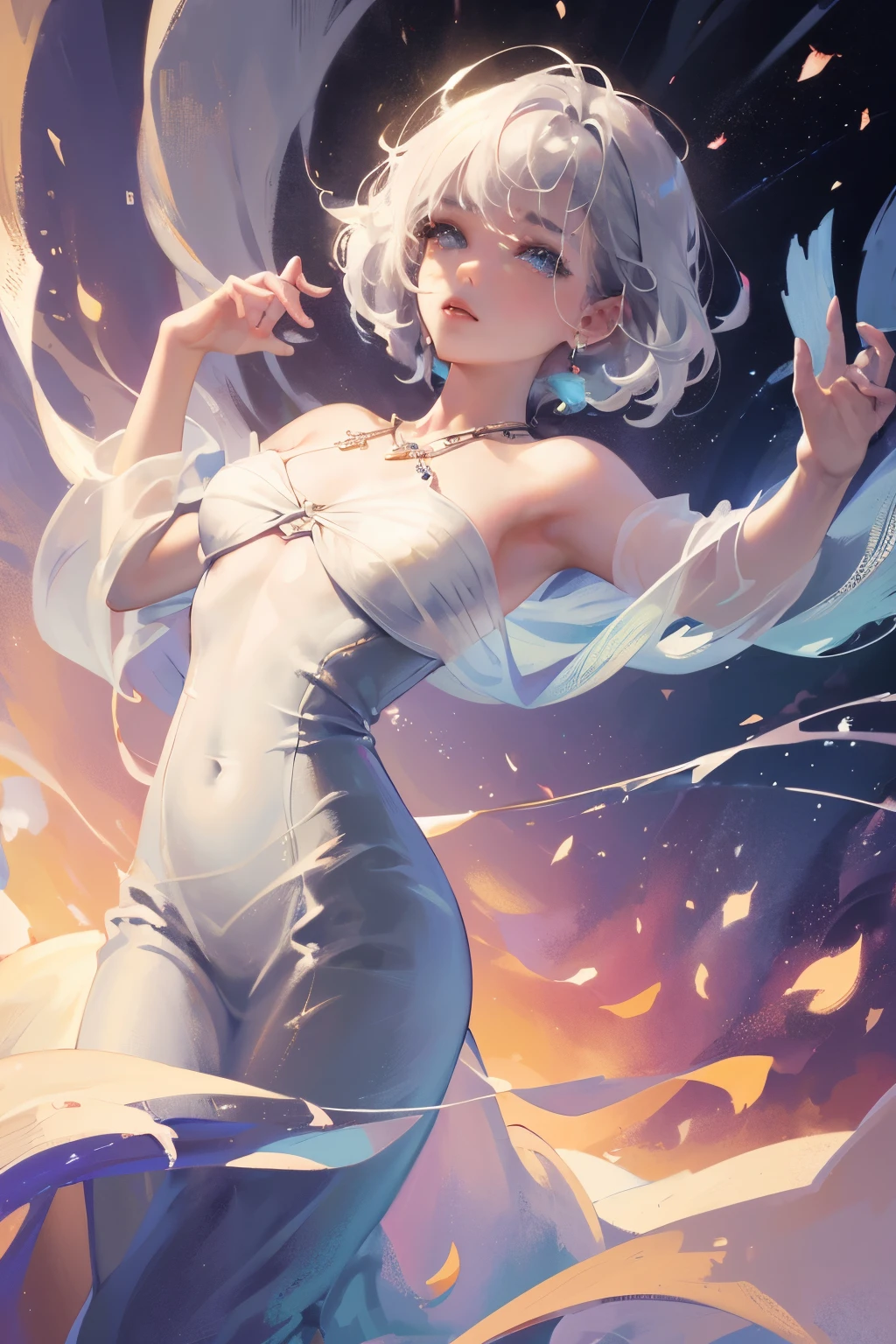 ((masterpiece, best quality)), Delicate face，goddess，little angel，Milky white，Scales，whole body，Standing picture，Perfect body proportions，Long legs，High heel，Short hair handsome，Cold，beautiful eyes，Fantasy style，White background，Extremely beautiful，Transparent erotic lingerie，chain，Tattoo，Lace， NUDE,feather-adorned，Glasses，Charm