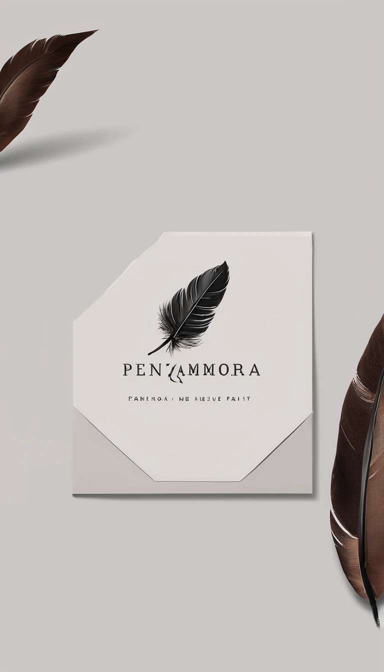 A minimal, modern, simple, cinematic logo design for the brand “Penamemoria". Create a modern, minimalistic, high-quality, logo of a feather that convey a sense of memories and dreams