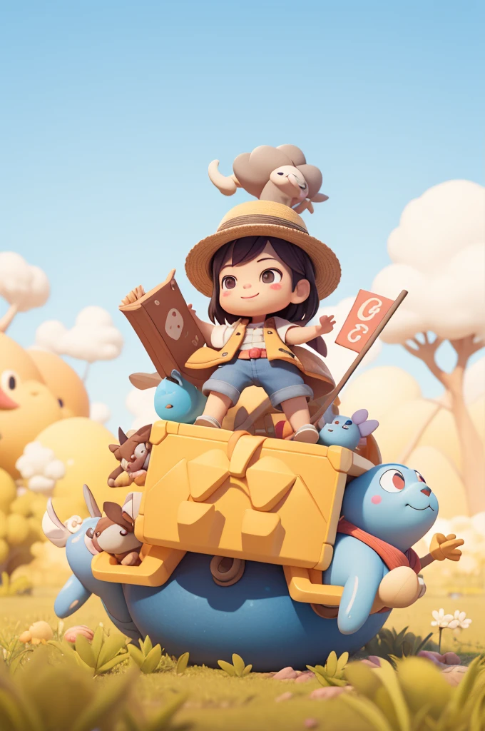 sticker，一只带着straw hat的snails开着小汽车，snails，One Piece Luffy，straw hat，With a branch in his mouth，Red vest，红色和的straw hat，red flag，一只Lovelyq版的野猪，ground，Sky，Cloud，Blue sky，Jellyfish，Isometric,xxxxxxxx cartoon 3d model,Low Poly,3D Art,C4D,octane
rendering, 3d rendering, Ray traction, Clay Materials, Pixar Trends, Animated Lighting, Depth of Field, Super Detail, Pastel colors, mockup, Clean background, Delicate gloss, Soft focus, oc, Blender, intellectual property, best quality, 8k--s 250--v 5.1
(Lovely)