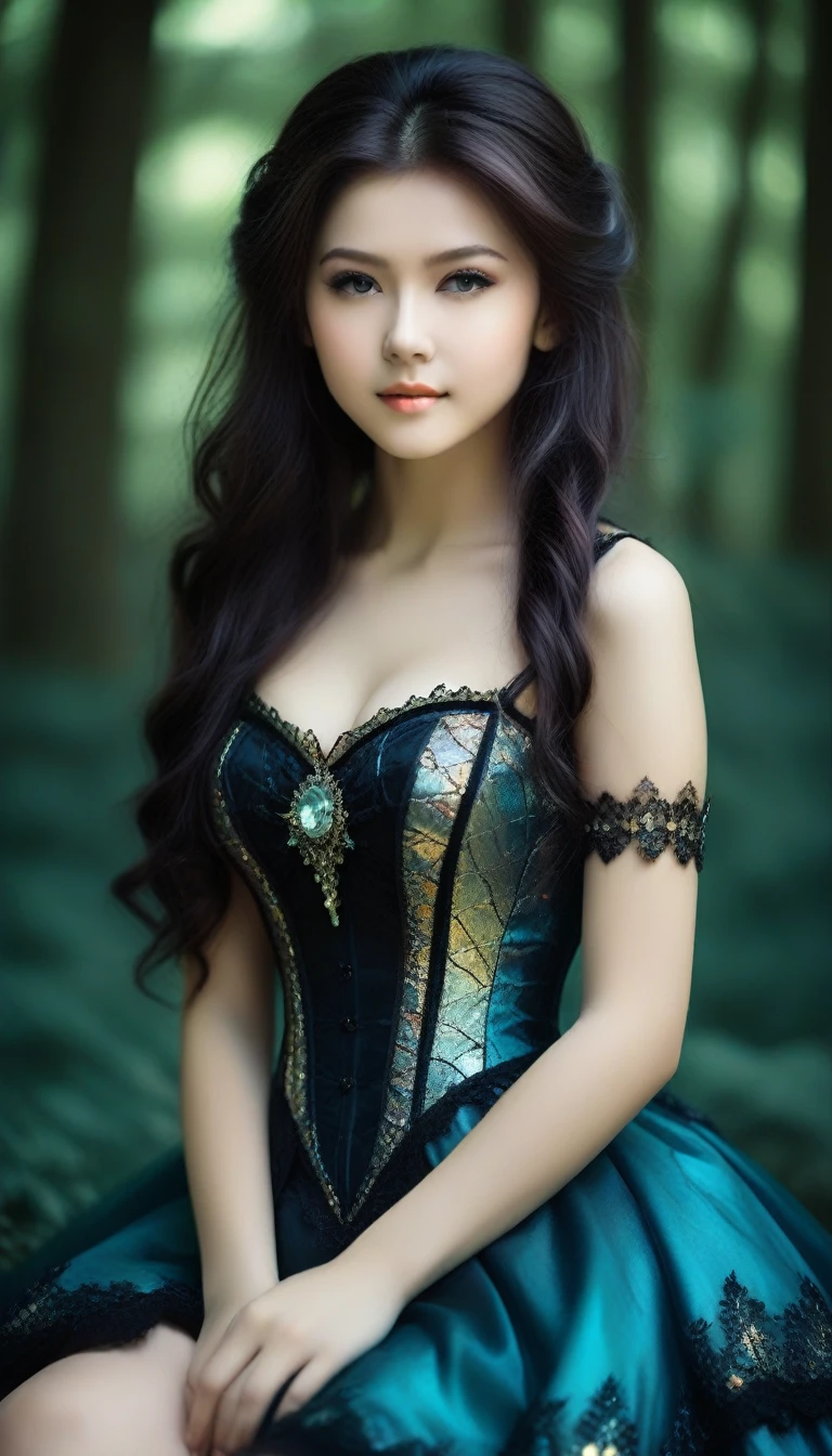 ((THE MOST BEAUTIFUL GIRL IN THE WORLD),, (AGE 14 YO), (LARGE BREASTS CAN NOT BE VIEWED BY VIEWER), (SEPARATED CLEAVAGE),(CUTE SMILE LIPS PARTIALLY OPEN SEE TEETH),(Best quality,masterpiece,ultra realistic:1.3), (extremely intricate masterful beautiful:1.3), (hyperrealistic photography,photorealistic:1.4), (extremely ultra-detailed),RAW, (natural skin, detailed skin), (skindentation:0.3), (Art Nouveau:1.3),(vivid colors:1.3),(close portrait:1.3),(Beautiful fractal art:1.3),(((photo raw)), Low-Key Lighting and Lens Flares Infrared Effect and Duotone Effect and Grain/Noise Texture , ,),girl,1girl,peerlessly beautiful idol, beautiful detailed eyes,showing fashion wear,(see-through_clothing),(very_long_hair),(Elegant posture),glowing,sparkling, film grain texture,analog photography aesthetic,dynamic composition,beautiful spirals, energy coalescing and vibrating,(dynamic angle,dynamic pose),(full_body:1.3),
gothic_lolita,wearing see-through (uniform:1)
(slim full body clothing, Ribbed, sonic soundwave polymer, digital hologram pattern, Extruded Polystyrene, cap sleeves, Knee Length, high waist, Ball Gown Skirt, Side Seam Slits,),(opalescent gorgeous citrine, opalescent, platinum, resilience, coating, antique, timeless, gothic revival, spiritual and meditation),(swamp, marine conservation),(cadaverous,inclusive,surreal,glimmering,nautical,soothing,animated,infinity,urban,extreme),(cybernetic skyscraper cluster, nanofiber-reinforced polymer sheets,Andesite stone, Bioluminescent Ocean Waves, solar garden lights),
(gold),(silver),colorful aura,diamond,platinum, luxury,charming,alluring,seductive,erotic,enchanting,cleavage,panties,
SimplePositiveXLv2