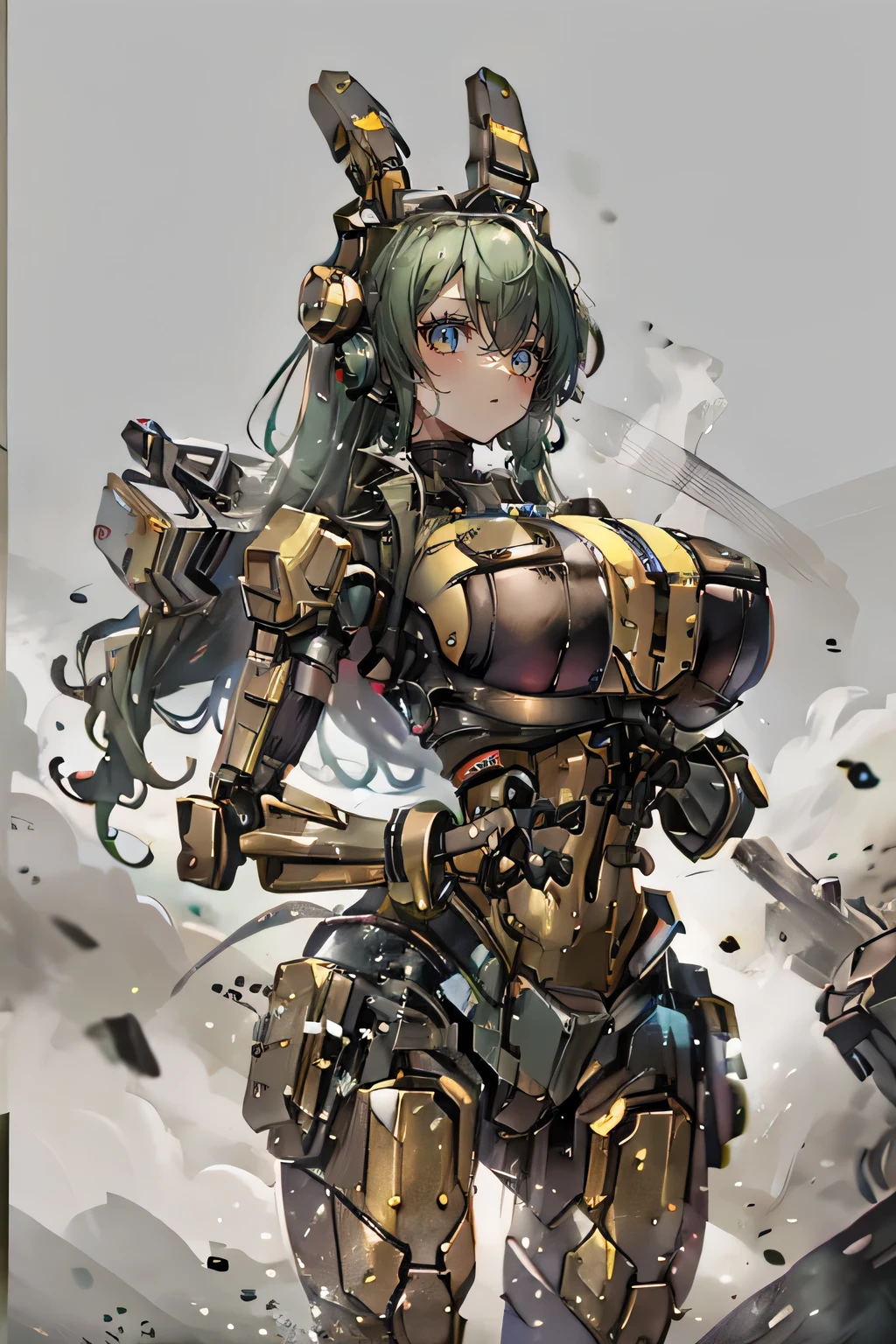 robot girl, humanoid robot, robot joint, huge breasts