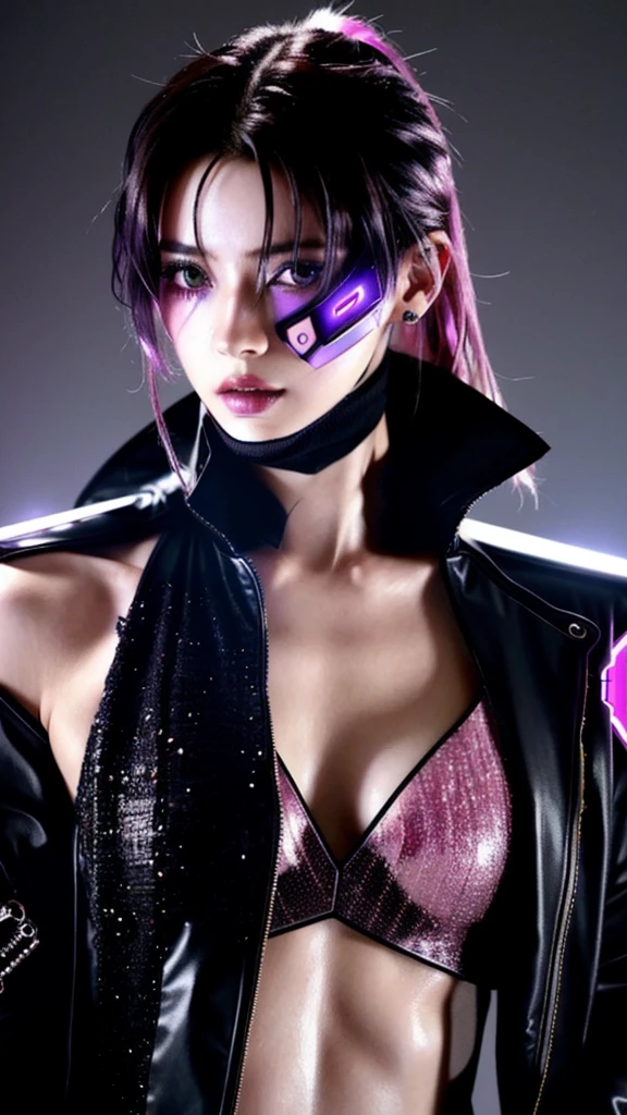 フェイスペイントをしたサイボーグのBeauty, whole body, cyber punk, Fashion Model, Beauty, Francis Bacon's painting style