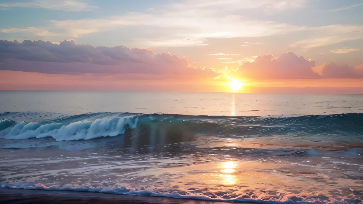 Beach Wave Sunset pink