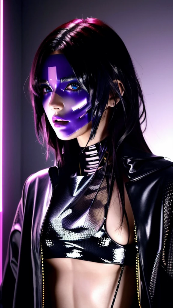 フェイスペイントをしたサイボーグのBeauty, whole body, cyber punk, Fashion Model, Beauty, Francis Bacon&#39;s painting style