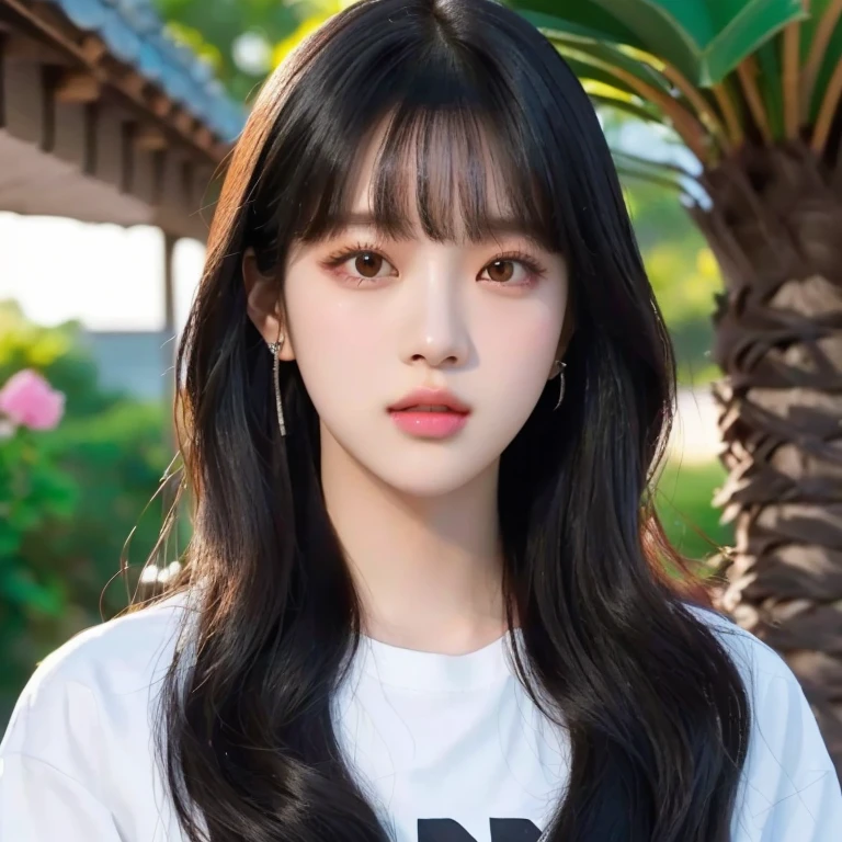 Women with long black hair and white shirt, Lalisa Manoban, Portraits of Korean female idols, fan art, Headshot profile picture, Portrait of jossi of blackpink, The style of K-pop idols, Jinyoung Shin, Inspiration from Kim Jung Hee, blackpink jisoo picture, realistic drawing of a cute girl, Jae Yeon Nam, Kawaii realistic image, cute picture, official artwork 