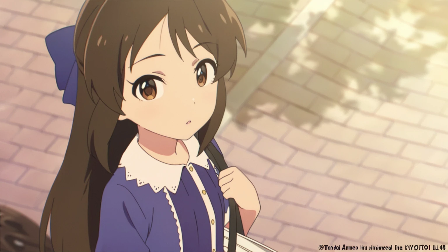 Anime girl with long brown hair and blue dress holding an umbrella, Kyoto Animation stills, Cute girl anime visuals, Nagatoro, High quality animated movie stills, Anime movie screenshots, Anime stills image, Anime stills, In anime movies, Another close-up of Iwakura, today's featured Anime stills, Anime movie stills, Kyoto Animation Style