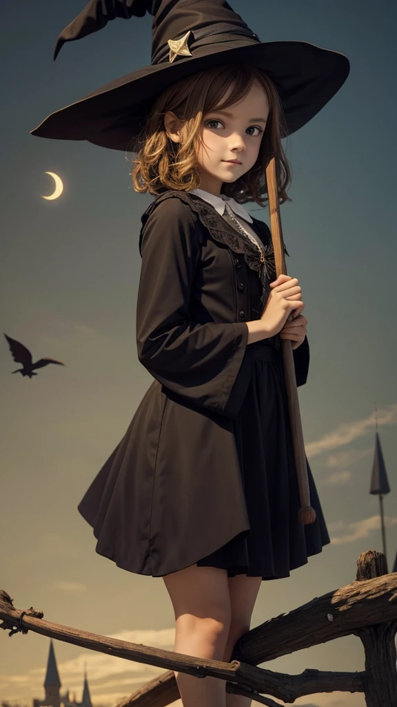 Cute witch on a broom