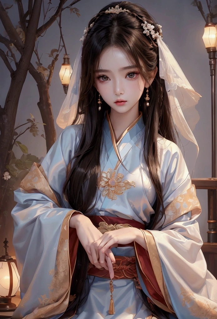 Best image quality、8K、masterpiece:1.3))、Realistic high-quality photos、Highest quality、 Beautiful face、Photos of slim models、Beautiful girl model、Young and pretty face、Beautiful model girl、A lovely and delicate face、Black Hair、Beautiful brown eyes、Young Body、Hanfu, (emphasize)、from the front、Camera gaze,、Anatomically correct、胸の谷間をemphasize、whole body、13-year-old female model