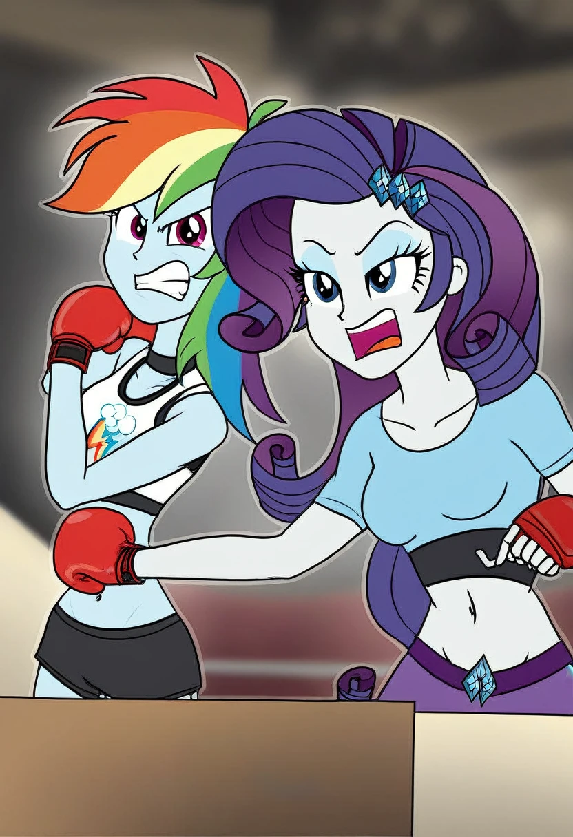 Eqg angry rainbow dash  at a school in black underwearboxing rarity