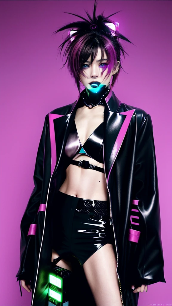 フェイスペイントをしたサイボーグのBeauty, whole body, cyber punk, Fashion Model, Beauty, Francis Bacon's painting style
