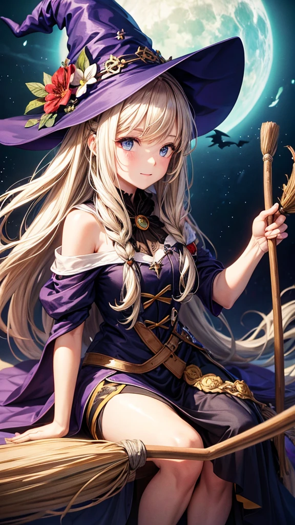 A beautiful witch on a broom