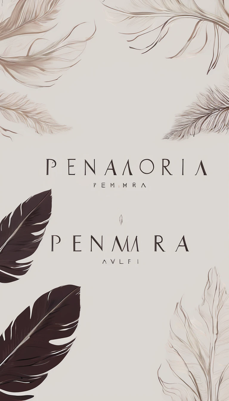 A minimal, modern, simple, cinematic logo design for the brand “Penamemoria". Create a modern, minimalistic, high-quality, logo of a dreamy. fantastic, poetic, masterpiece feather of Memories
