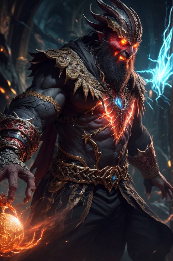 (Extremely detailed 8k wallpaper), A medium shot of a terrifying necromancer, complex, High Detail, dramatic