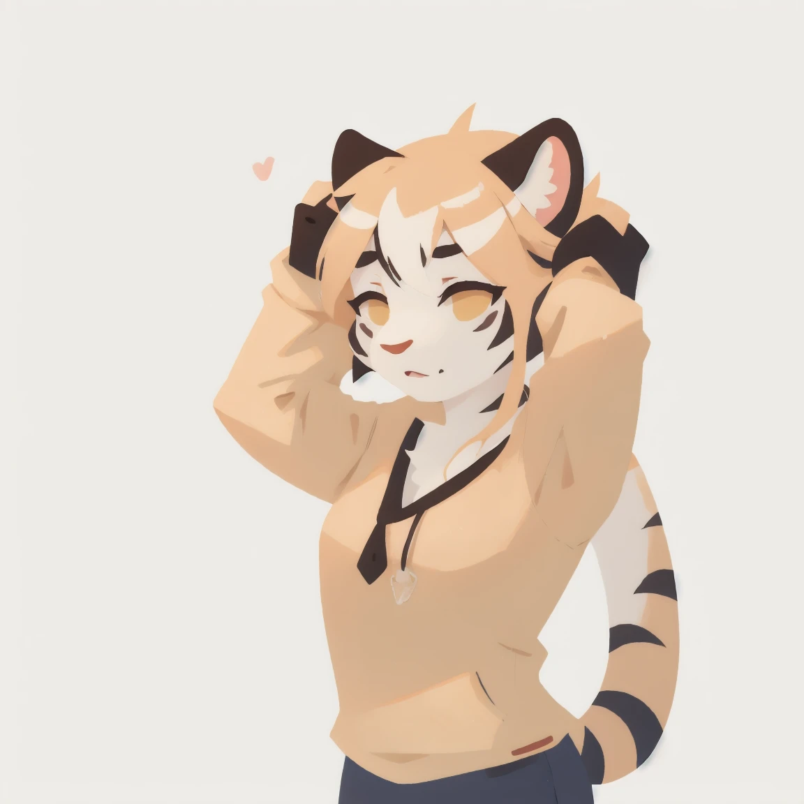 furry,White Tiger,Hands tying hair