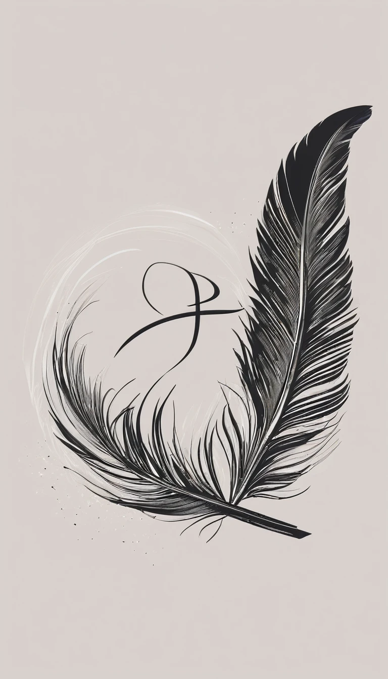 A minimal, modern, simple, cinematic logo design for the brand “Penamemoria". Create a modern, minimalistic, high-quality, logo of a dreamy. fantastic, poetic, masterpiece feather of Memories