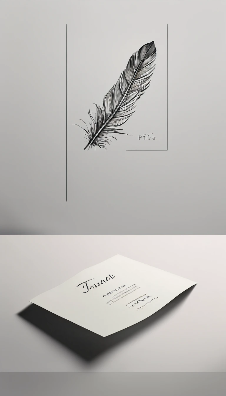 A minimal, modern, simple, cinematic logo design for the brand “Penamemoria". Create a modern, minimalistic, high-quality, logo of a feather that convey a sense of memories and dreams
