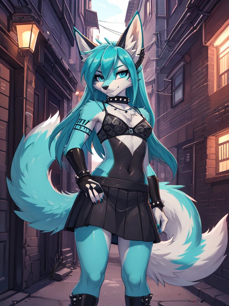 Miku Hatsune horny girl high definition, body blue hair,kitsune ears, tribal tattoo, Pretty girl, 18 year old girl, baby metal girl, short black lycra, skeleton bralette mirada sexual, on a bed, half lateral full body pose, flirtatious look, you look at your full body, visible detailed beautiful legs, fox legs, Sharp nails, Wide hips, kicking the spectator, punk add dog collar_detail:1, bondage metalero add_detail:1 punk bracelets, light on the leg tight punk skirt, galda with studs, support the esqueleto, lovely girl, flicker, sending a kiss wishing happy birthday, ears with silver earrings, intense aqua blue eyes, the best definition 4k, night life, , in a city alley for a party