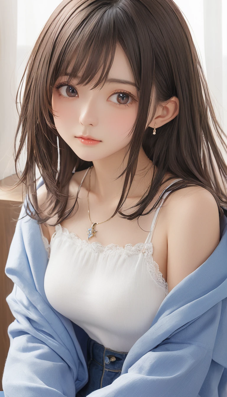 (masterpiece, Highest quality:1.2), One girl, alone,bony body、15 years old、Side lock hair