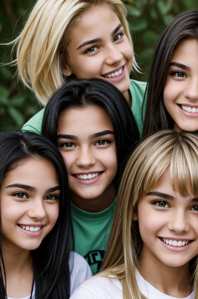 Two teenagers, one with black hair and green eyes and the other with blonde hair and brown eyes and who have fangs