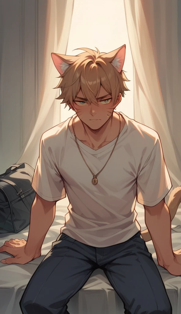 score_9, score_8_up, score_7_up, source_anime, 1boy, twink, shota, young, aged down, ((shota)), indoors, ikuchan, flat color, genshin impact, aether, shy, tummy, dark skinned male, size difference, interracial, doggystyle, doggystyle sex, anal, anal sex, crying, in pain, painful, painful sex, solo focus