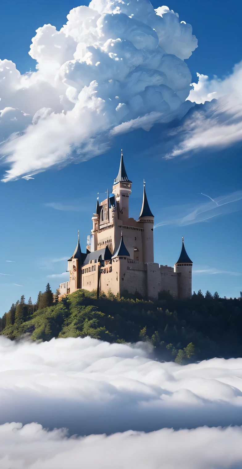 Western-style castle、Towering above the clouds、sky