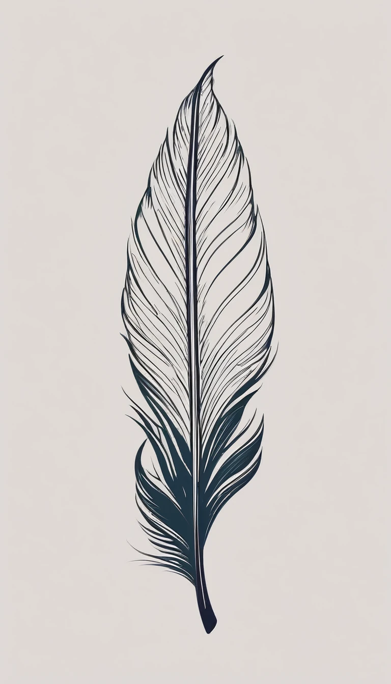 A minimal, modern, simple, cinematic logo design for the brand “Penamemoria". Create a modern, minimalistic, high-quality, logo of a memory feather. The logo must be convey a sense of dreams, stories, memories, music and imagination.