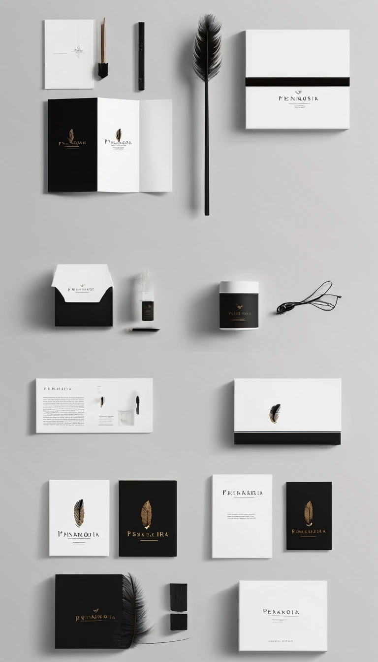 A minimal, modern, simple, cinematic logo design for the brand “Penamemoria". Create a modern, minimalistic, high-quality, logo of a memory feather. The logo must be convey a sense of dreams, stories, memories, music and imagination.