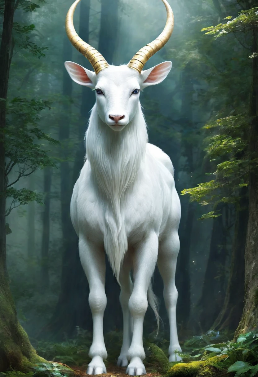 A transparent, giant white life form was standing there. Its body was perfect. It had two hands and two legs, a mouth, a nose, and two eyes, but it did not have ears. There were two horns on its forehead, pointing forward, It looked holy and beautiful. Even some of the most beautiful individuals of the human race, It was so beautiful and natural, containing supreme mysteries, it would have looked like an innocent and lovable, it had the supreme power of the throne.