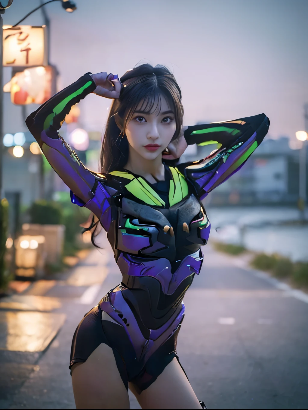 (photoRealstic:1.4),(hyper realisitic:1.4),(realisitic:1.3),(Smooth lighting:1.05),(Improved cinematic lighting:0.9),32K,1 girl,Realistic lighting,raytrace,（japanes:1.2),Detailed eyes,***,(驚き:1.5) ,eva01,(various pose:1.5)