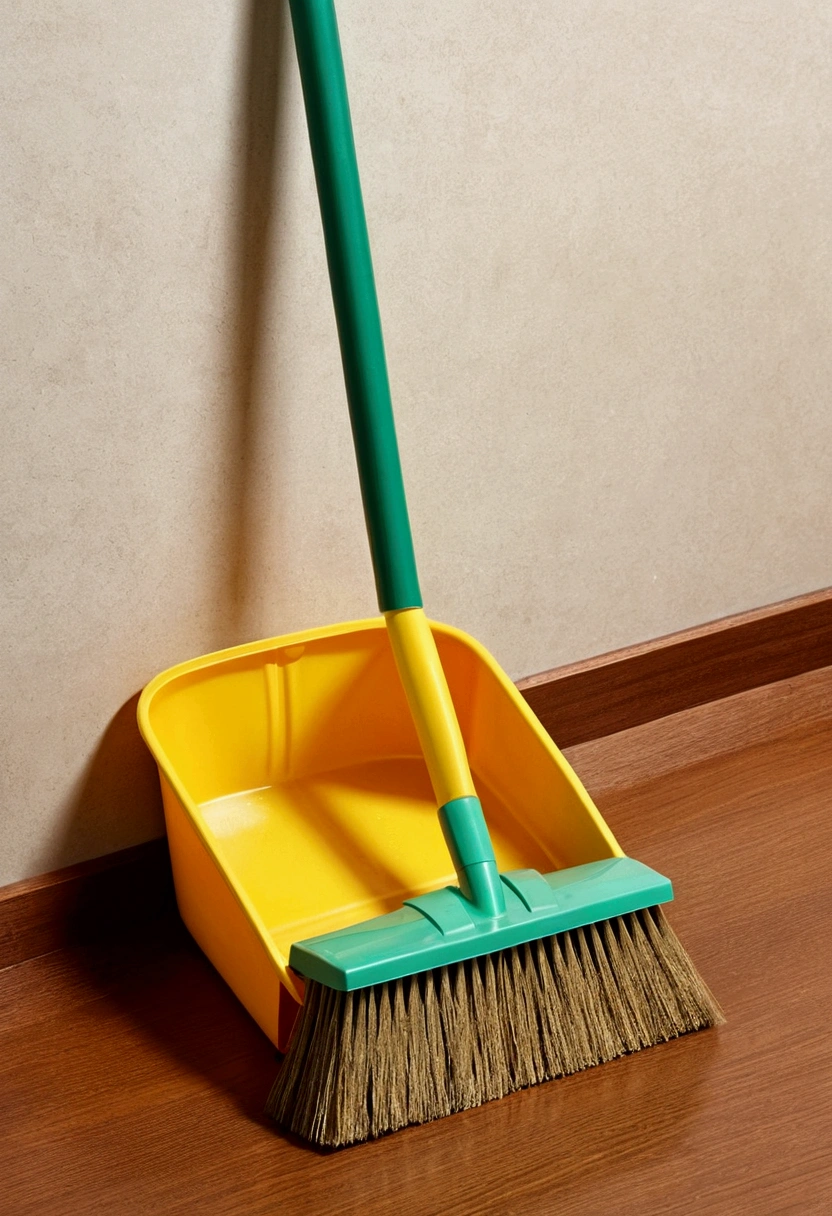 The broom is the main character、The dustpan is also a main character、In 1978、New York, USA、、Cleaning scene、Cleaning box