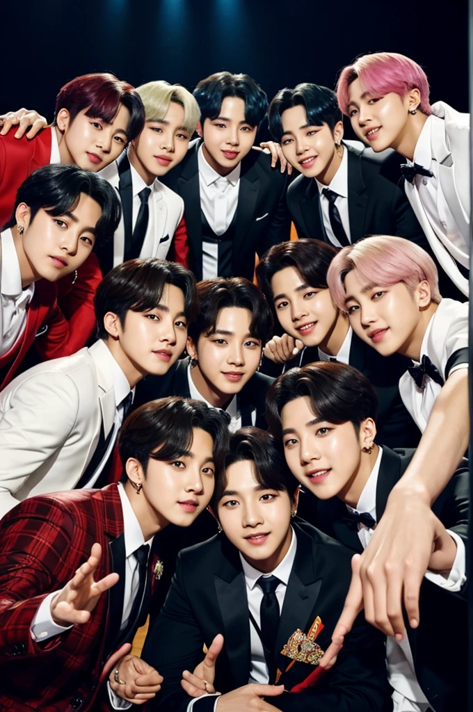 A photo with the members of bts and me