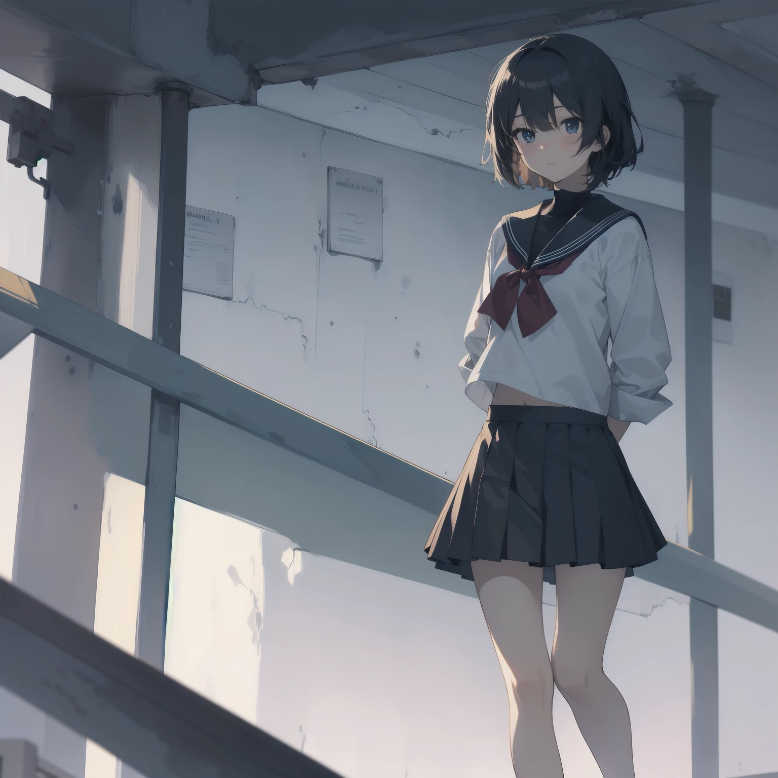 ultra-absurdres-Top quality by artist God, ultra-detailed, high resolution, anime moe artstyle, best anime 8k konachan wallpaper, pixiv contest winner, pool:2810, perfect anatomy,break, 1girl, (Please draw a girl walking sleepily to school alone. )break,(Solo,little female, 13-year-old:1.3),Full limbs, complete fingers,a junior high school student, (very short hair), short cut, flat chest, , small butt, small black eyes, beautiful detailed eyes, well-proportioned iris and pupils, expressive eyes, highres detailed hair, soft expression, salor school_uniform, sailor collar, serahuku, bow, pleated skirt,(Detailed Lighting), (Detailed background), in the School commute route. break,super detailed skin, Best cinematic lighting powered by famous artist, 8k,beauty illustration,photoshop_(medium),very aesthetic,break,((artist:beni_shake )), artist:clamp ,artist:carnelian ,artist:kantoku ,
