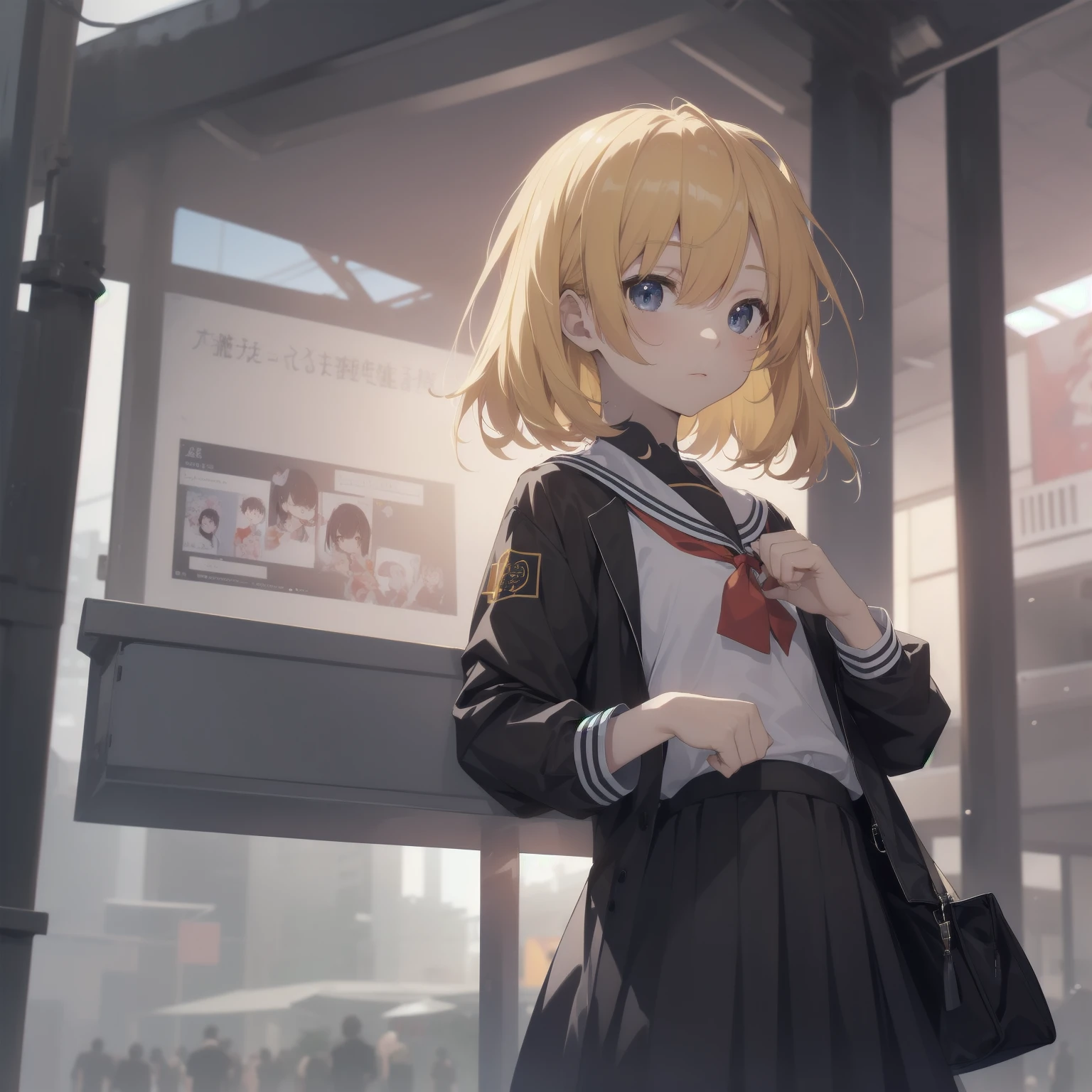 ultra-absurdres-Top quality by artist God, ultra-detailed, high resolution, anime moe artstyle, best anime 8k konachan wallpaper, pixiv contest winner, pool:2810, perfect anatomy,break, 1girl, (Please draw a girl walking sleepily to school alone. )break,(Solo,little female, -yeld:1.Full limbs, complete fingers,a junior hihort hair), short cut, flat chest, , small butt, small black eyes, beautiful detailed eyes, well-proportioned iris and pupils, expressive eyes, highres detailed hair, soft expression, salor school_uniform, sailor collar, serahuku, bow, pleated skirt,(Detailed Lighting), (Detailed background), in the School commute route. break,super detailed skin, Best cinematic lighting powered by famous artist, 8k,beauty illustration,photoshop_(medium),very aesthetic,break,((artist:beni_shake )), artist:clamp ,artist:carnelian ,artist:kantoku ,